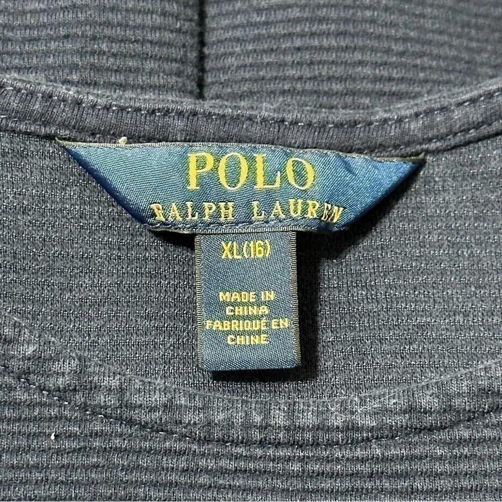 Polo Ralph Lauren XL Navy Blue Heavy Cotton Knit Pleated Skirt Fit Flare Dress